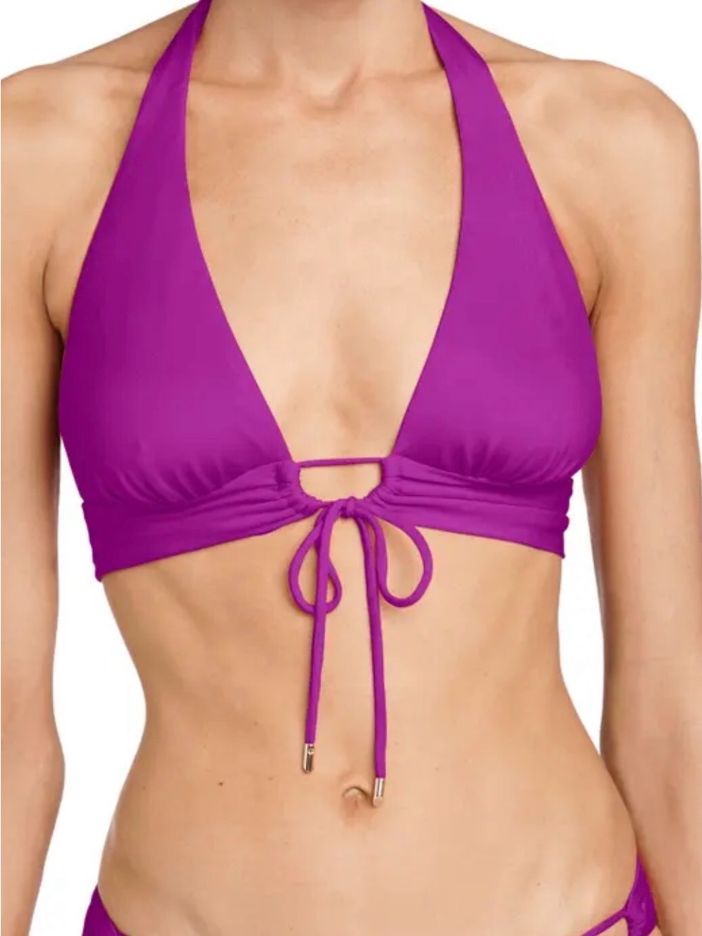 Robin Piccone Purple Audrey Halter Swim Top